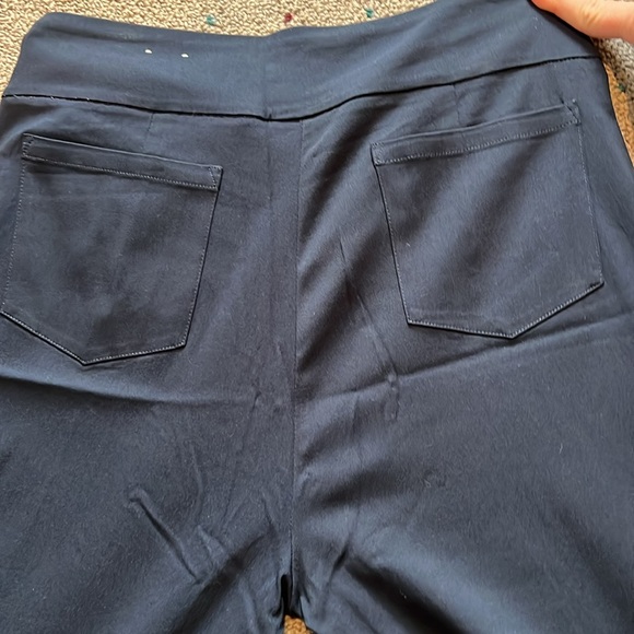 J McLaighlin navy blue stretch pull on trousers with front seam and back pockets - Picture 3 of 4